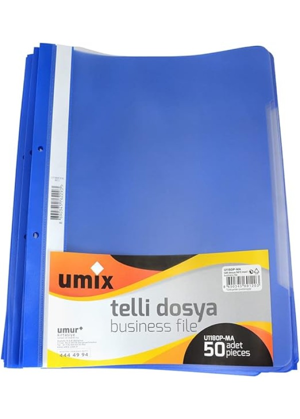 UMIX  TELLİ DOSYA MAVİ 50 Lİ