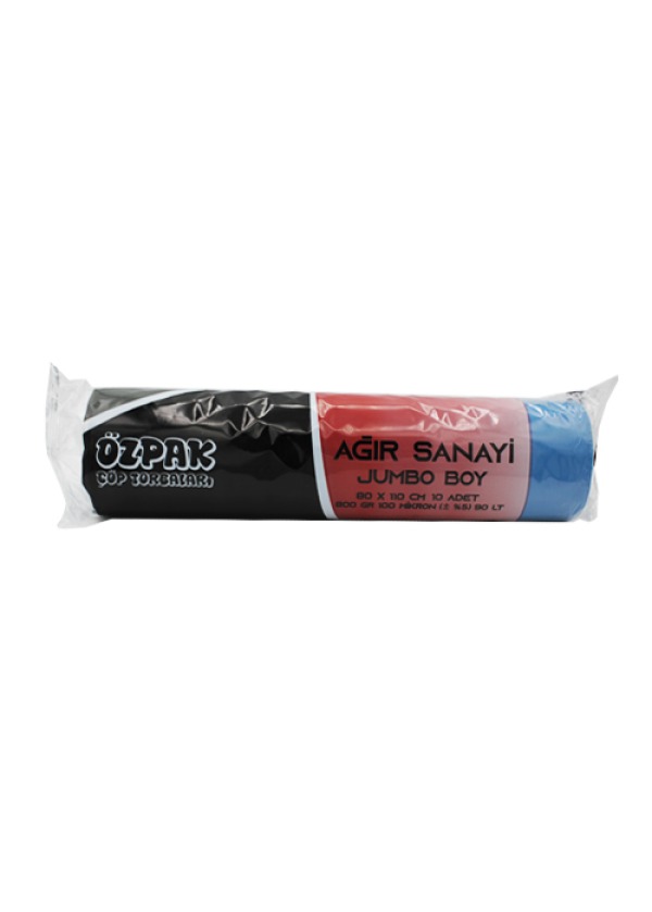 Özpak Çöp Torbası Ağır Sanayi Jumbo 80×110 600 gr Mavi Rulo 10’lu