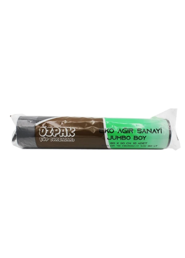 Özpak Çöp Torbası Ağır Sanayi Jumbo 80×110 800 gr Siyah Rulo 