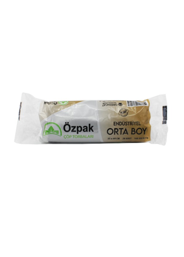 Özpak Çöp Torbası End. Orta Boy 55 x 60 cm 160 gr Siyah Rulo 20’li