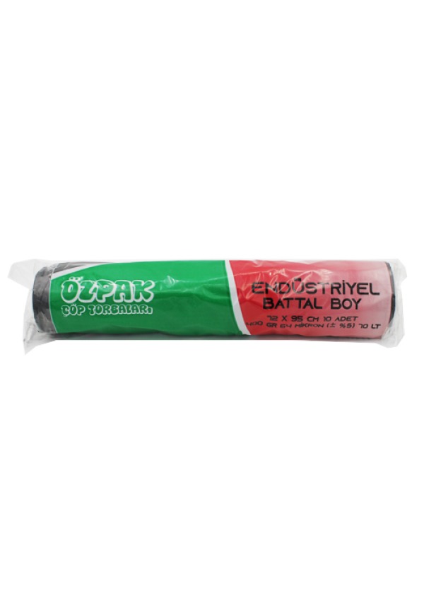 Özpak Çöp Torbası Endüstriyel Battal Boy 72×95 cm 400 gr Siyah Rulo 10’lu