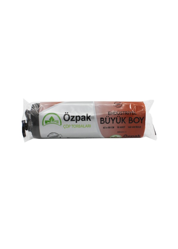 Özpak Çöp Torbası Endüstriyel Büyük Boy 65 x 80 cm 160 gr Siyah Rulo 10’lu