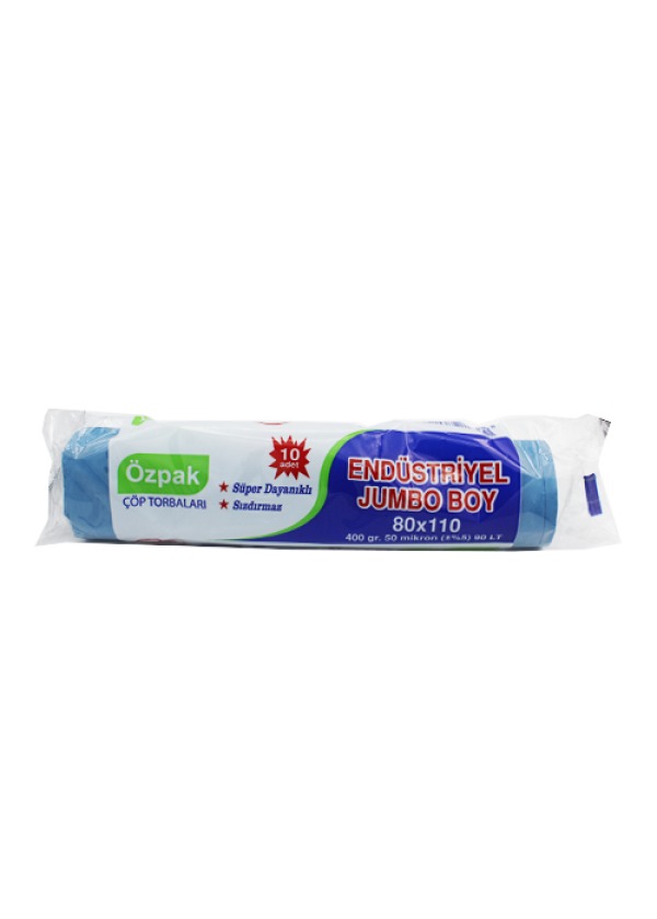 Özpak Çöp Torbası Endüstriyel Jumbo 80×110 400 gr Mavi Rulo 10’lu