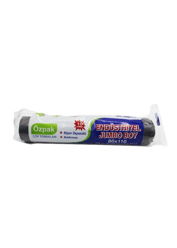 Özpak Çöp Torbası Endüstriyel Jumbo 80×110 400 gr 65 Mikron Siyah Rulo 10’lu