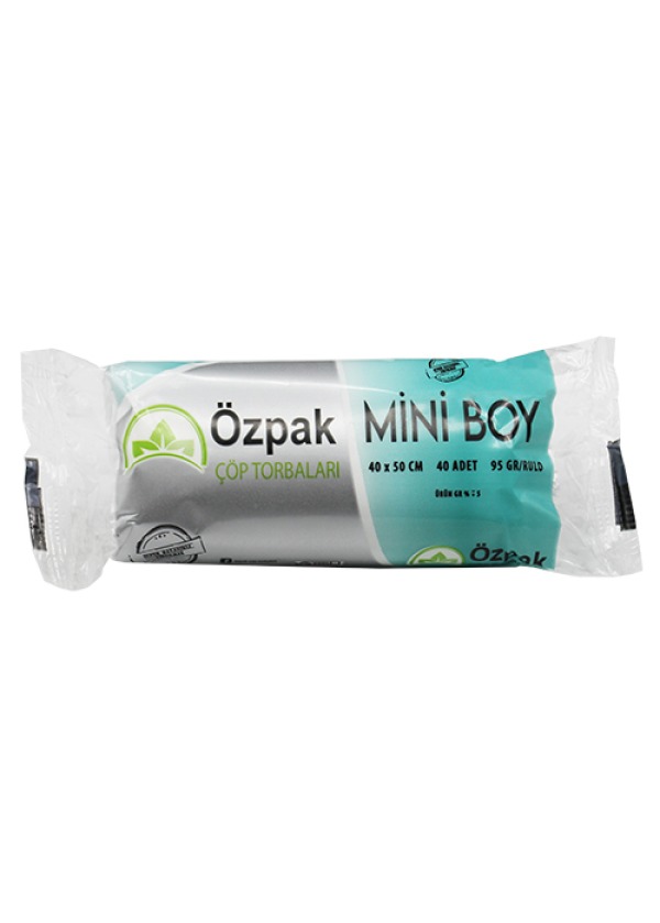 Özpak Çöp Torbası Mini Boy 40 x 50 cm 95 gr Şeffaf Rulo 40’lı