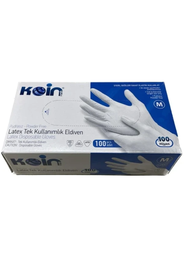  Koinsmh Beyaz Lateks Pudrasız Eldiven M