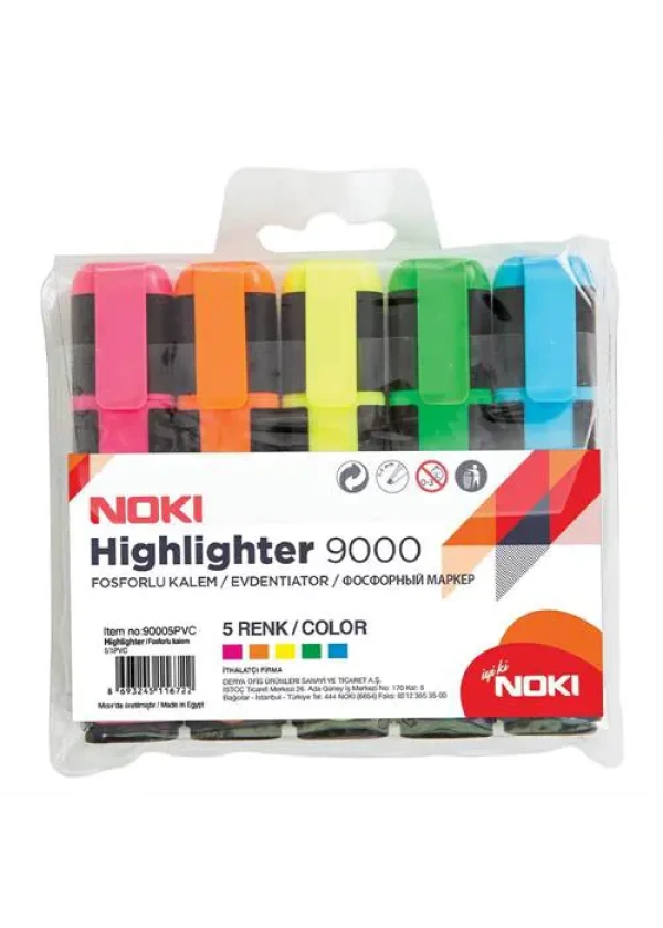 Noki 90005 Fosforlu Kalem 5 Adet - Karışık Renk