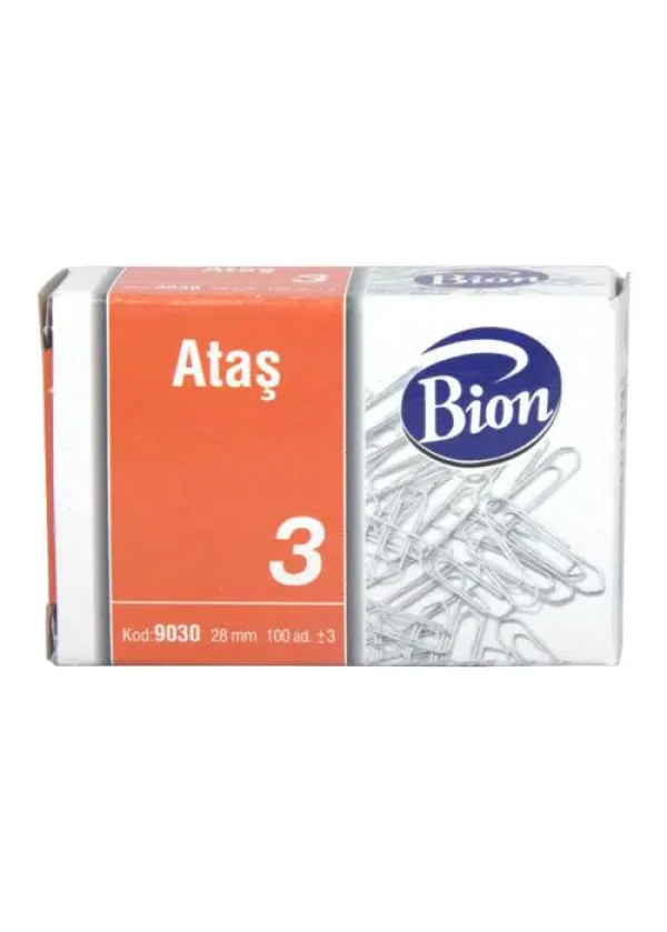 Bion 9030 Ataş 28 mm No:3 100 Adet - Metalik Gri