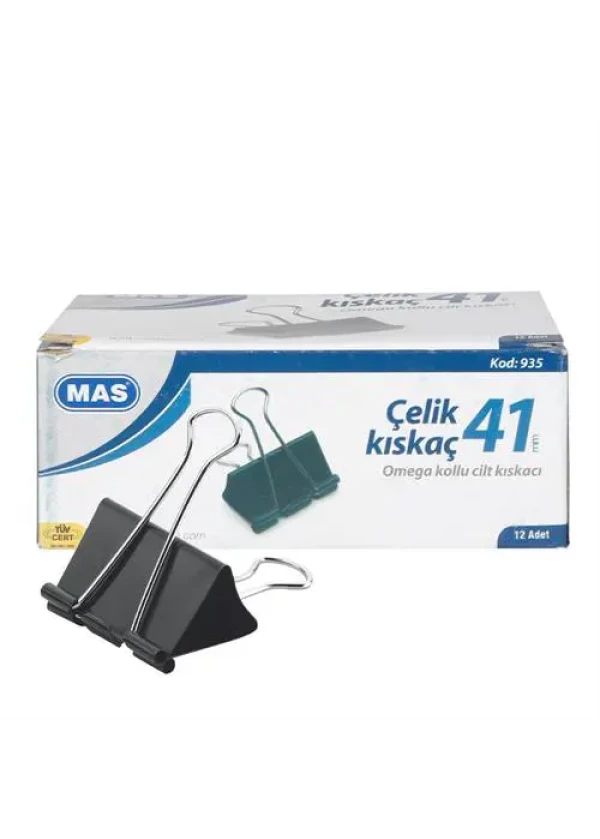 MAS 935 Çelik Kıskaç 41 mm 12 Adet - Siyah