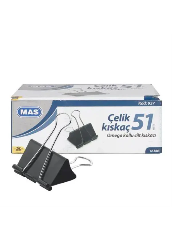 MAS 937 Çelik Kıskaç 51 mm 12 Adet - Siyah