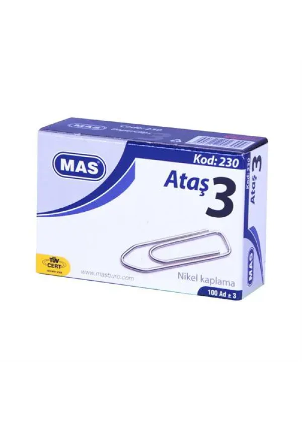 MAS 230 Ataş 28 mm No:3 100 Adet - Metalik Gri