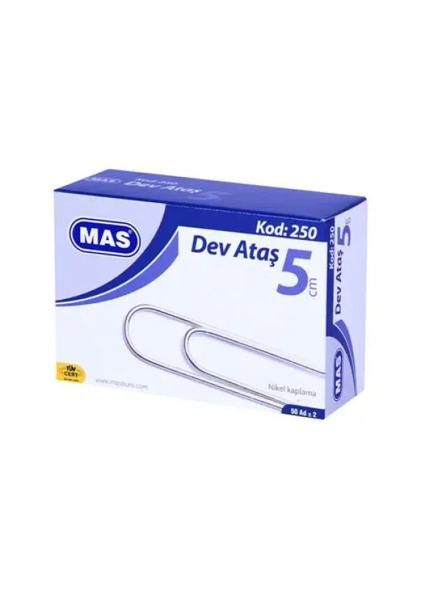 MAS 250 Dev Ataş 5 cm 50 Adet - Metalik Gri
