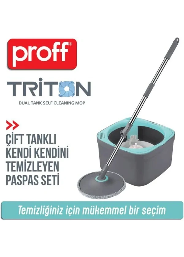 TEMİZLİKTE1 Proff Triton Temizlik Seti (Kendi Kendini Temizleyen Paspas Seti)