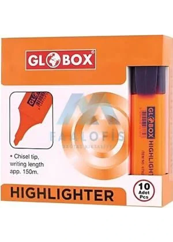 Globox Fosforlu Kalem 10'lu Kutu - Turuncu