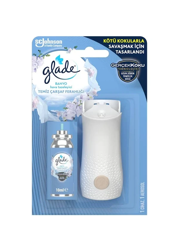 Glade Banyo Hava Tazeleyici Cihaz + Yedek Temiz Çarşaf Ferahlığı 10 Ml