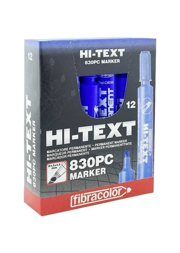 	 Hi-text Markör Kesik Uçlu Mavi 830pc Koli Kalemi 12 Li Paket