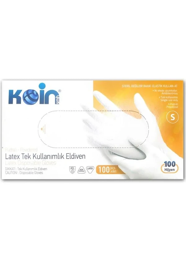 Koinsmh Pudralı Lateks Muayene Eldiveni  S  100 Adet